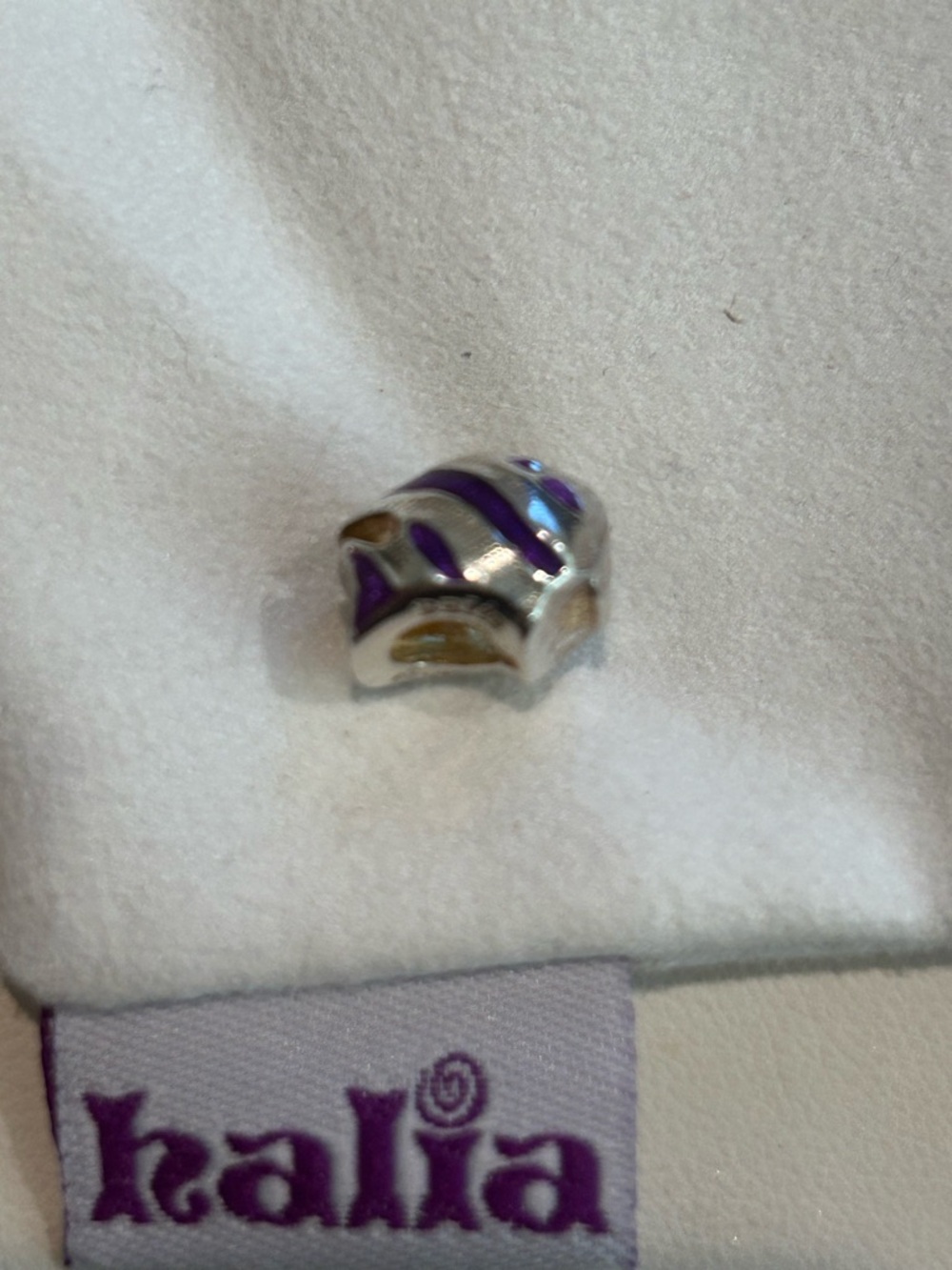 Pandora-style “Purple Fish” Charm - Sterling Silver